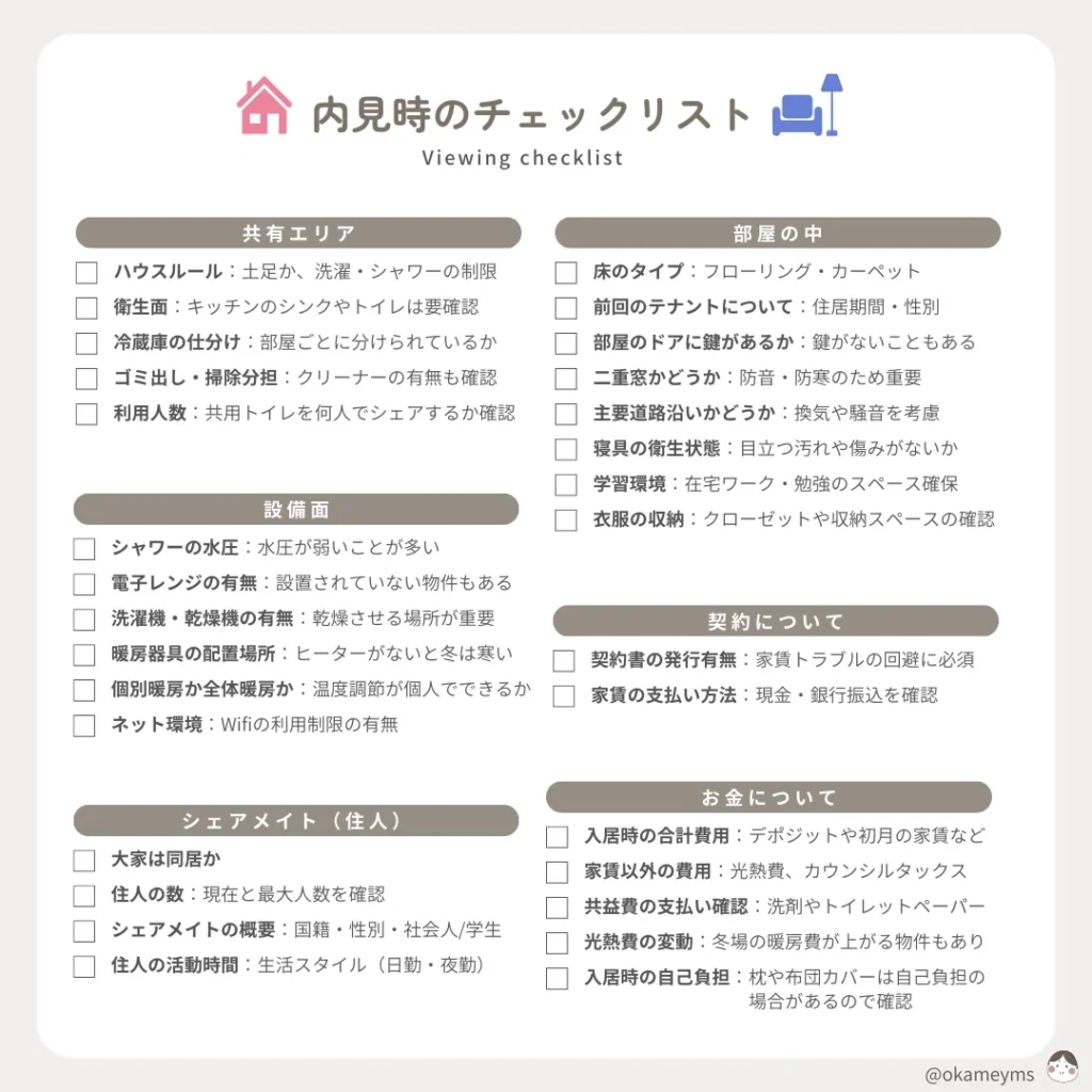 内見時のチェックリスト