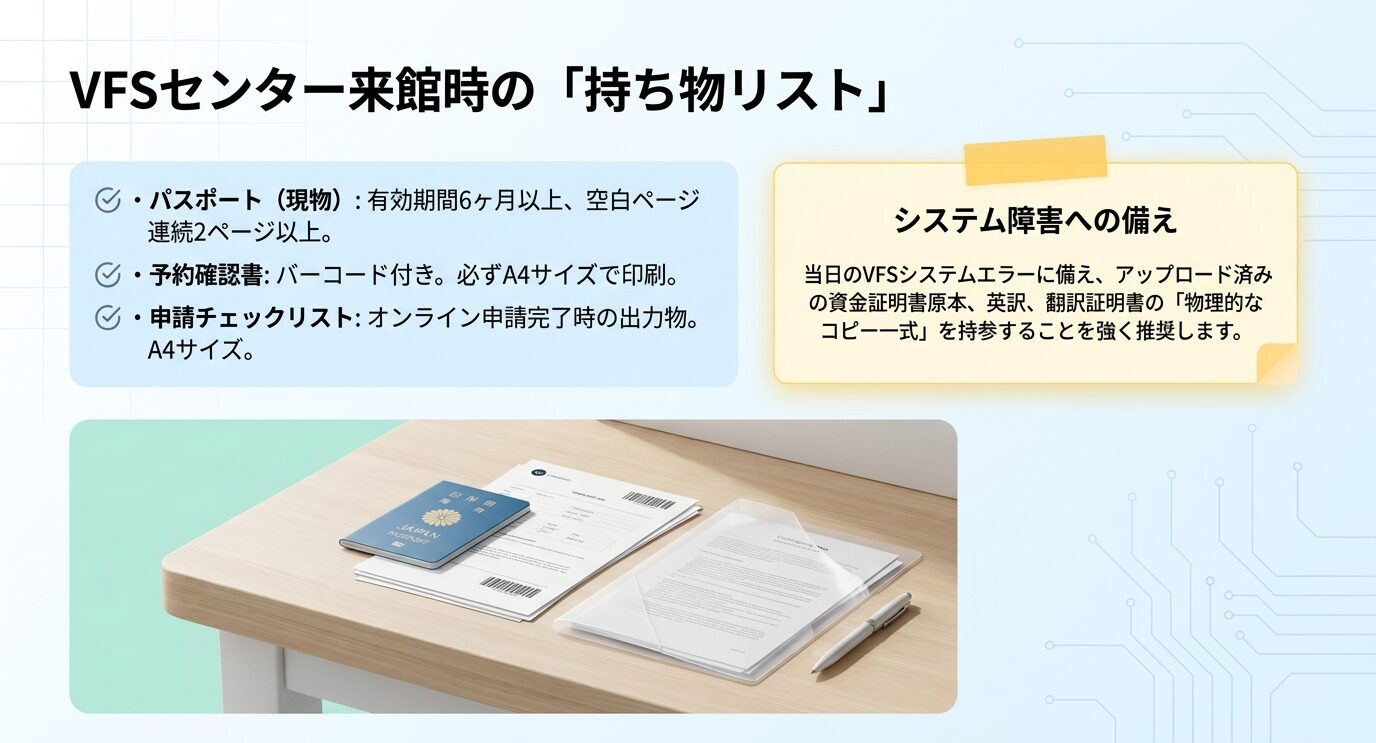 ビザセンター来館当日の持ち物と手続き
